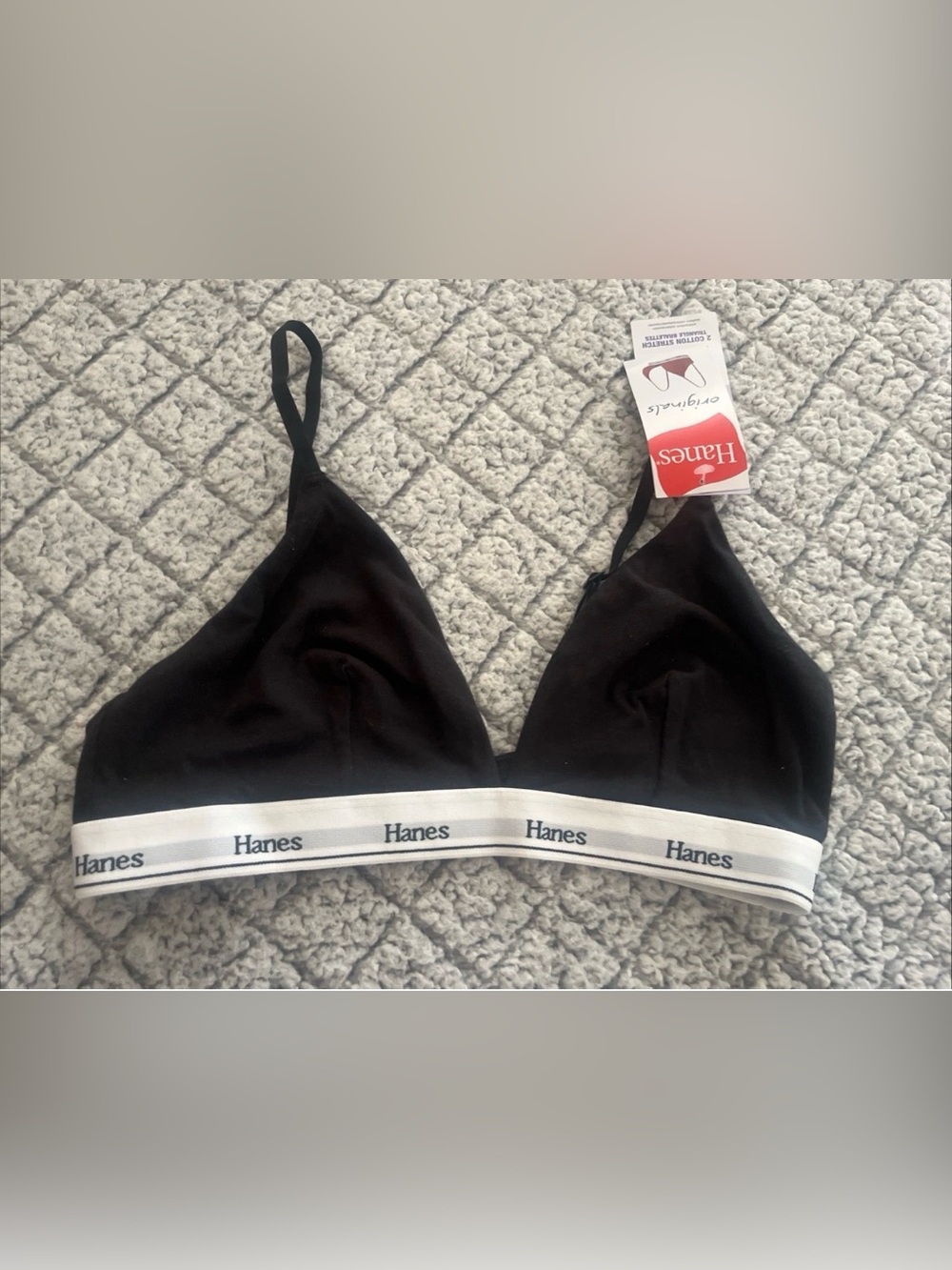 Hanes Wireless Bralette 2 Pack Womens Medium Black Beige Unlined Comfort Bra - Picture 7 of 10